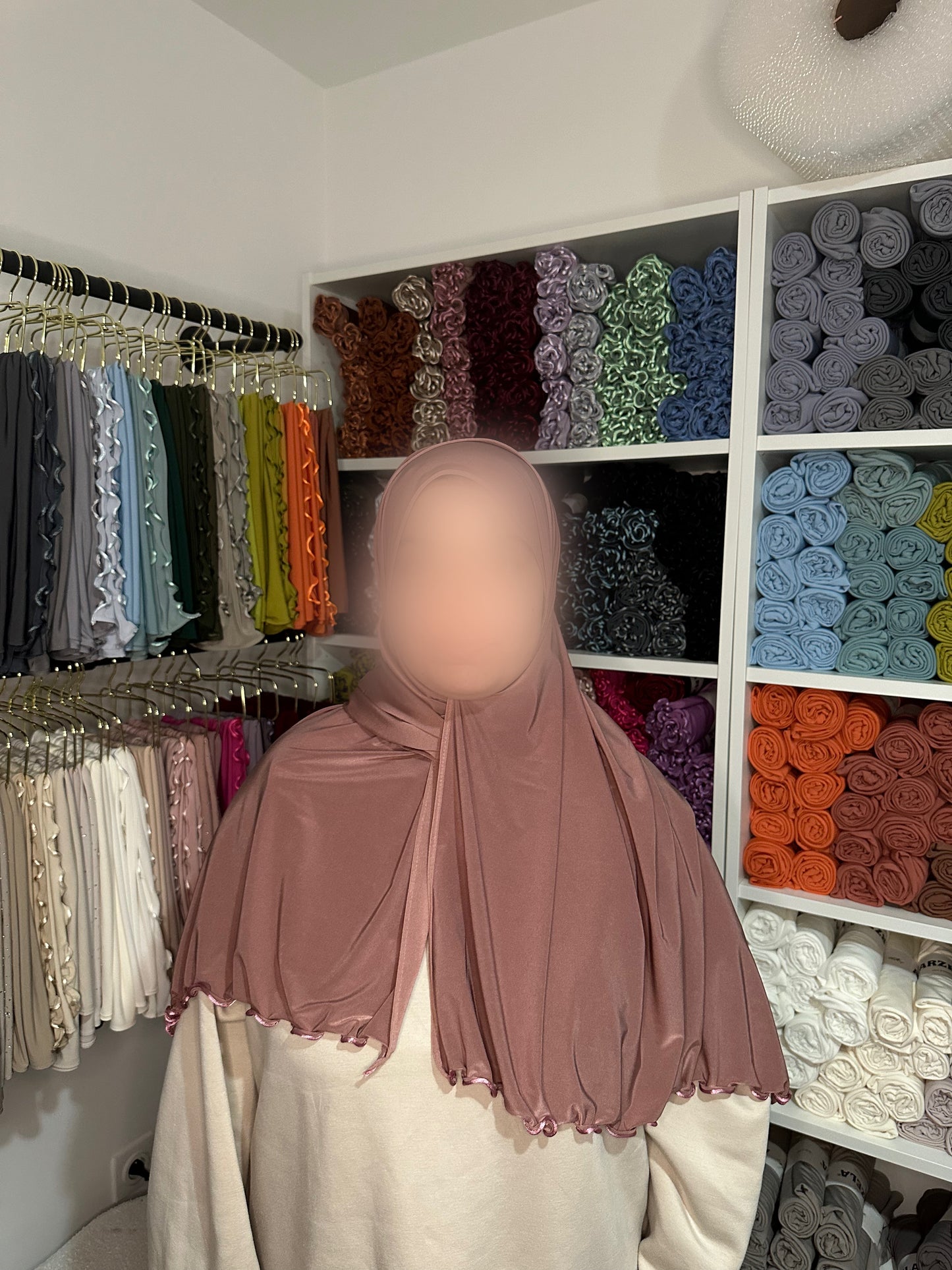 Jersey prenium satin frisé - Rose marron