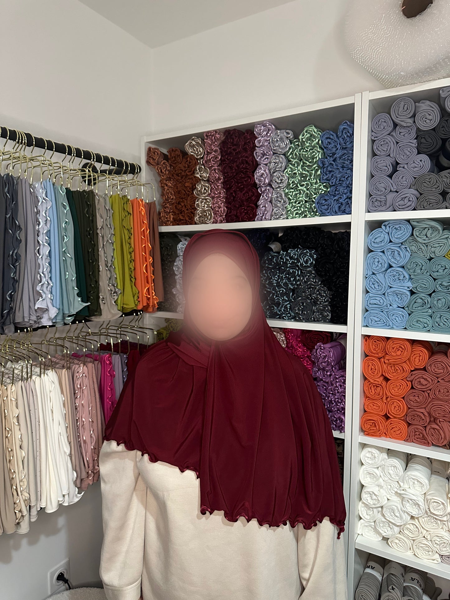 Jersey prenium satin frisé - Bordeaux