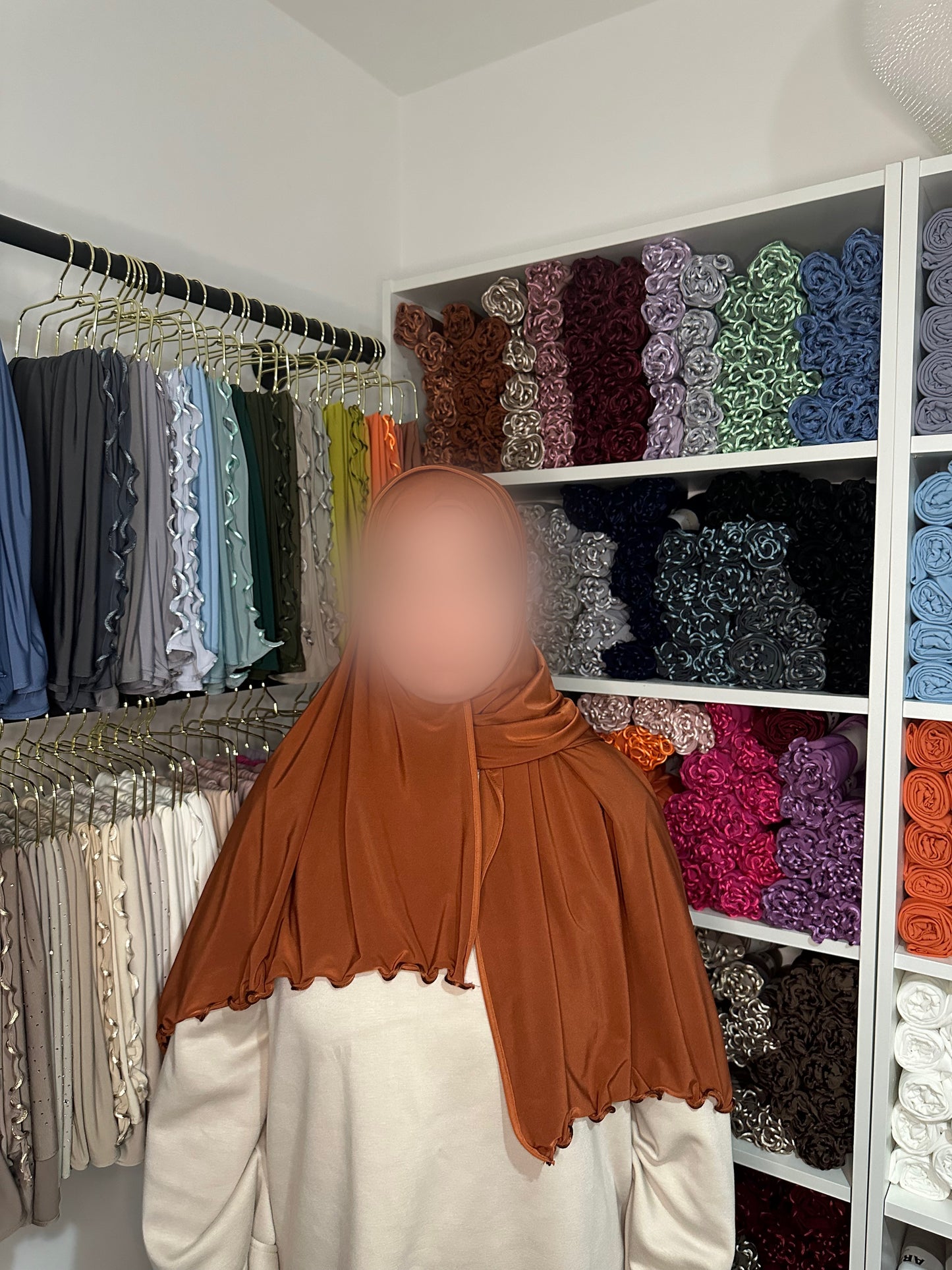 Jersey prenium satin frisé - Brique