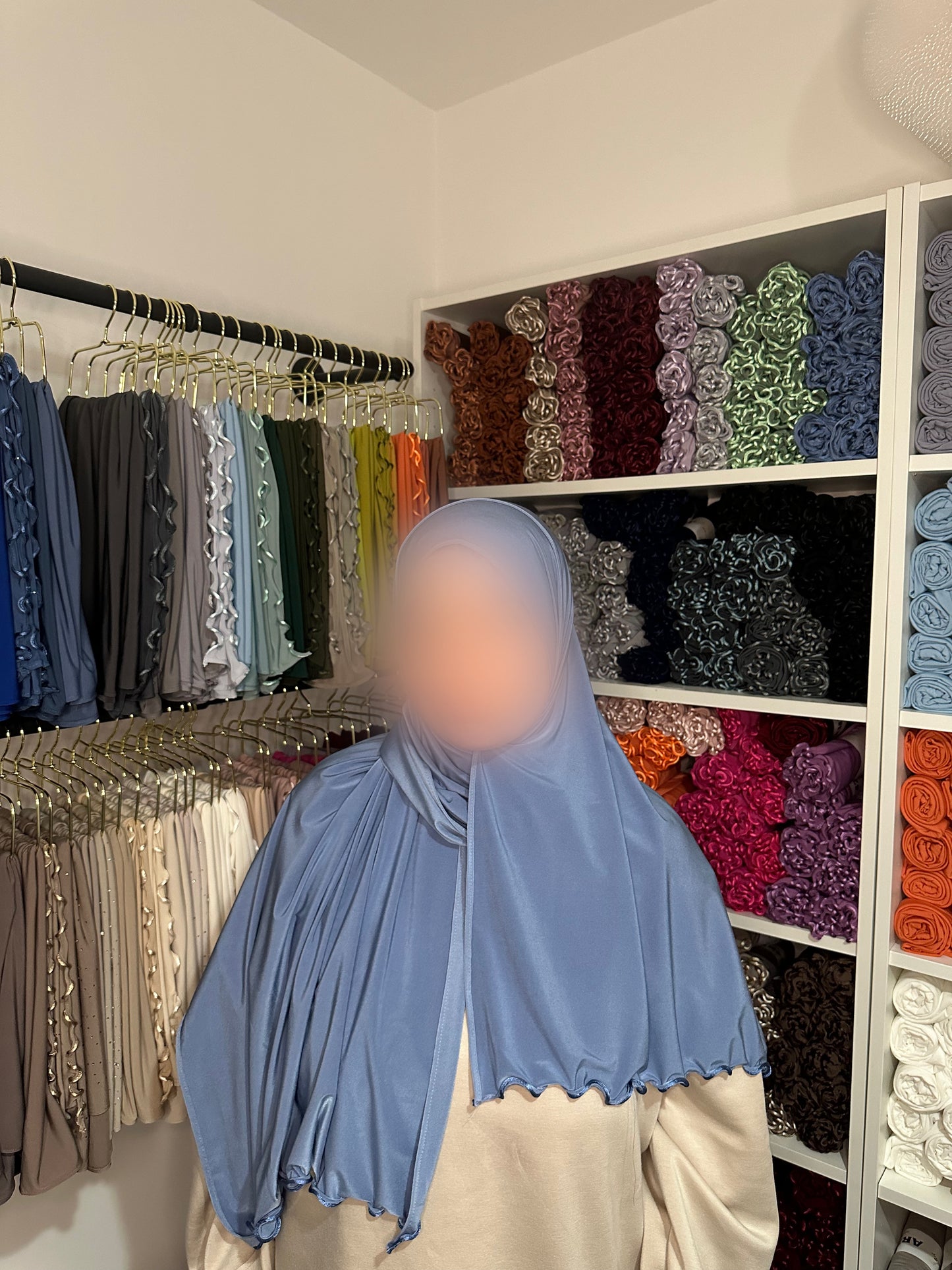 Jersey prenium satin frisé - Bleu