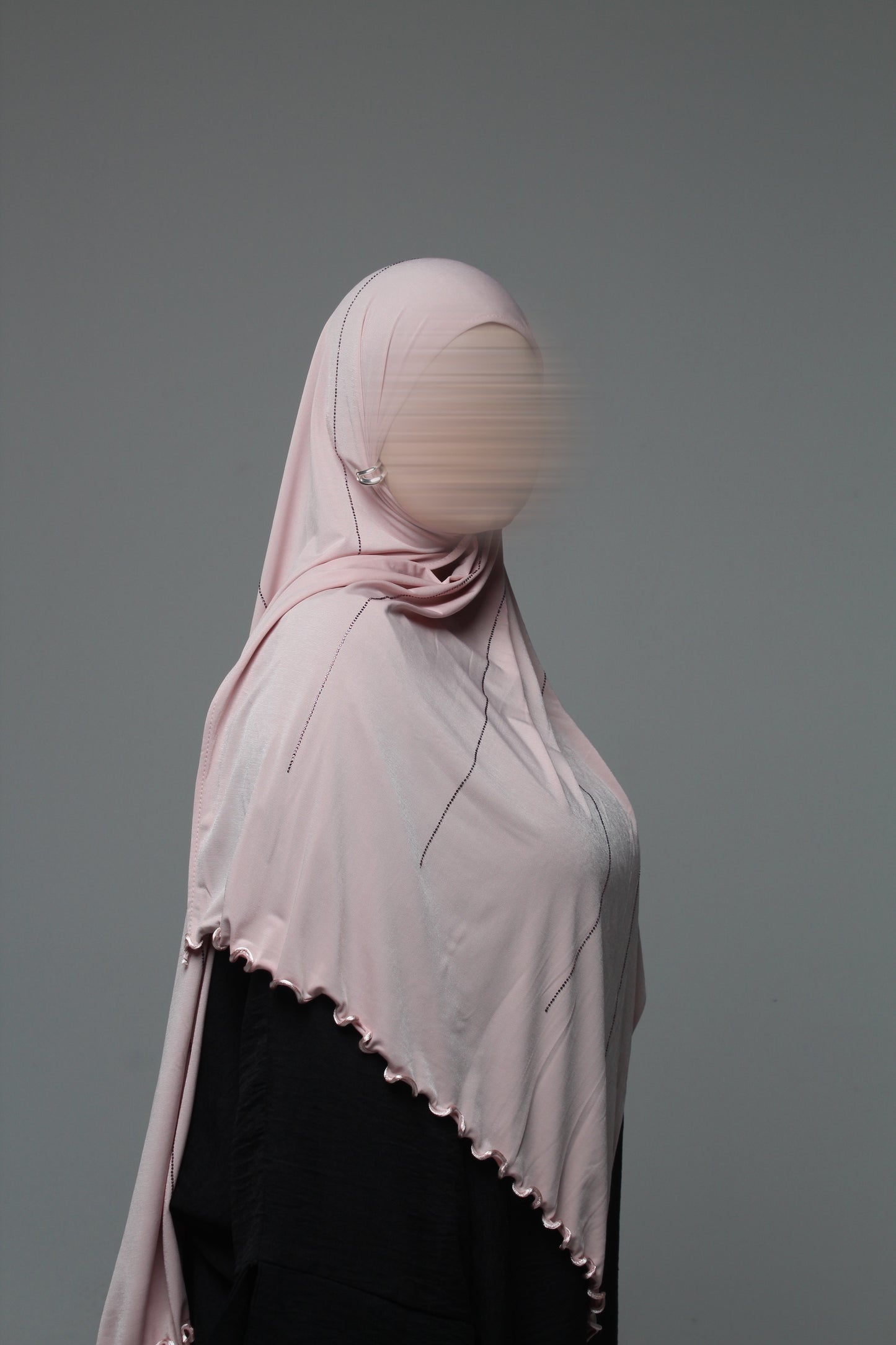 Jersey premium luxe bouclé strass - Rose pale