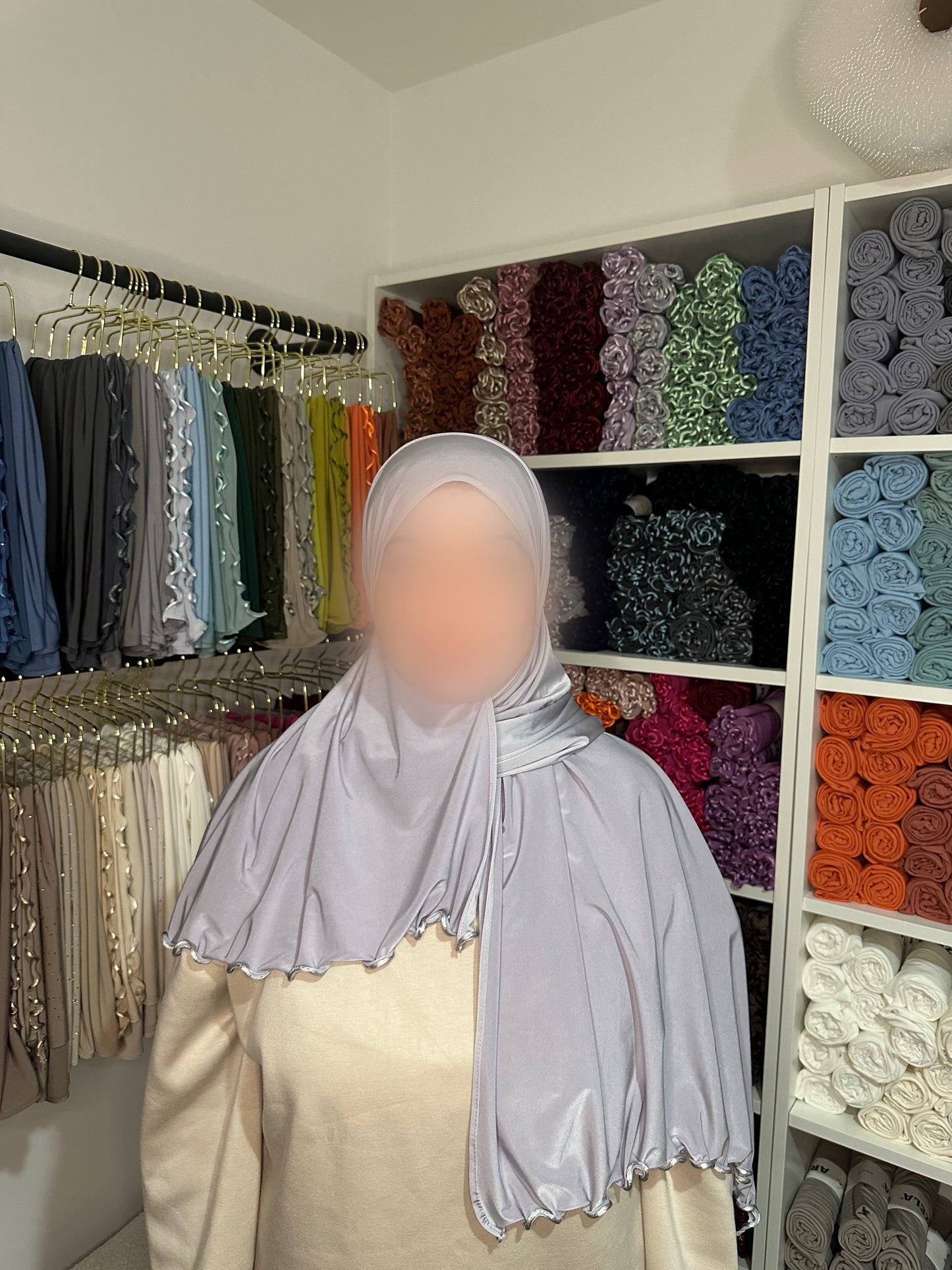 Jersey prenium satin frisé - Gris