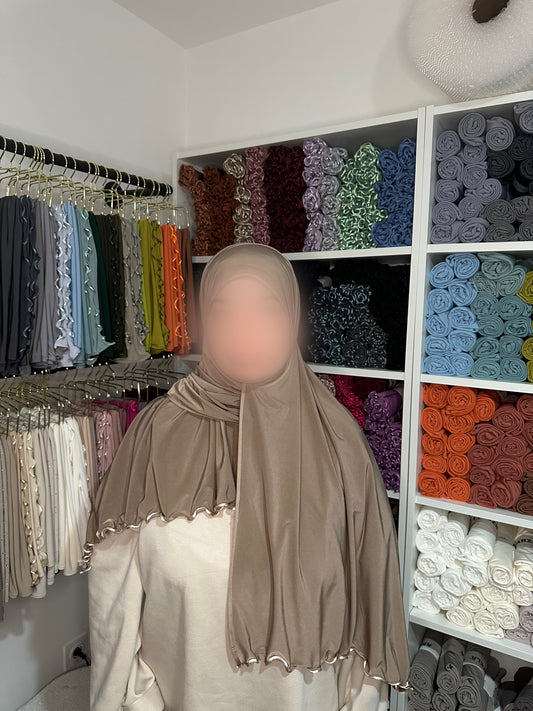 Jersey prenium luxe frisé satin - Noisette