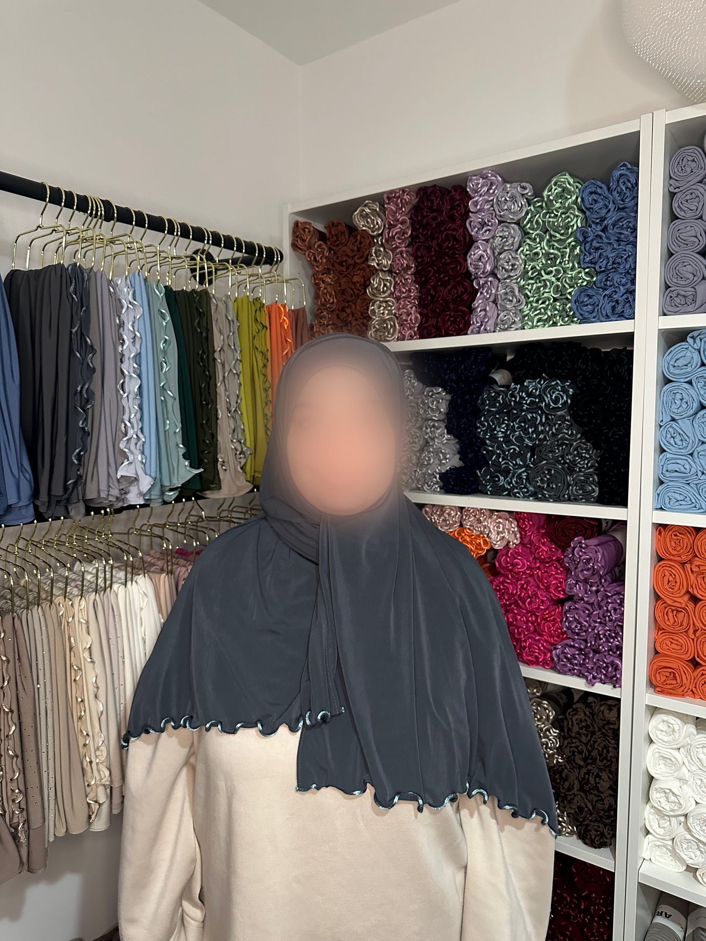 Jersey prenium luxe frisé - Gris bleuté