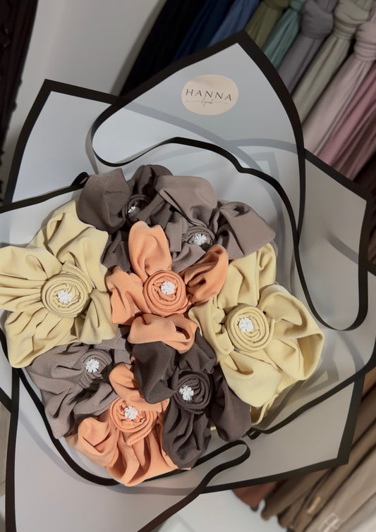 Bouquet de quatre Hijabs - Peachy brownie